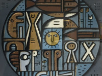 Manuel Pailos - Uruguay - 1918-2004 - Planeta - tempera sobre carton - 110 x 110 cms - 1986